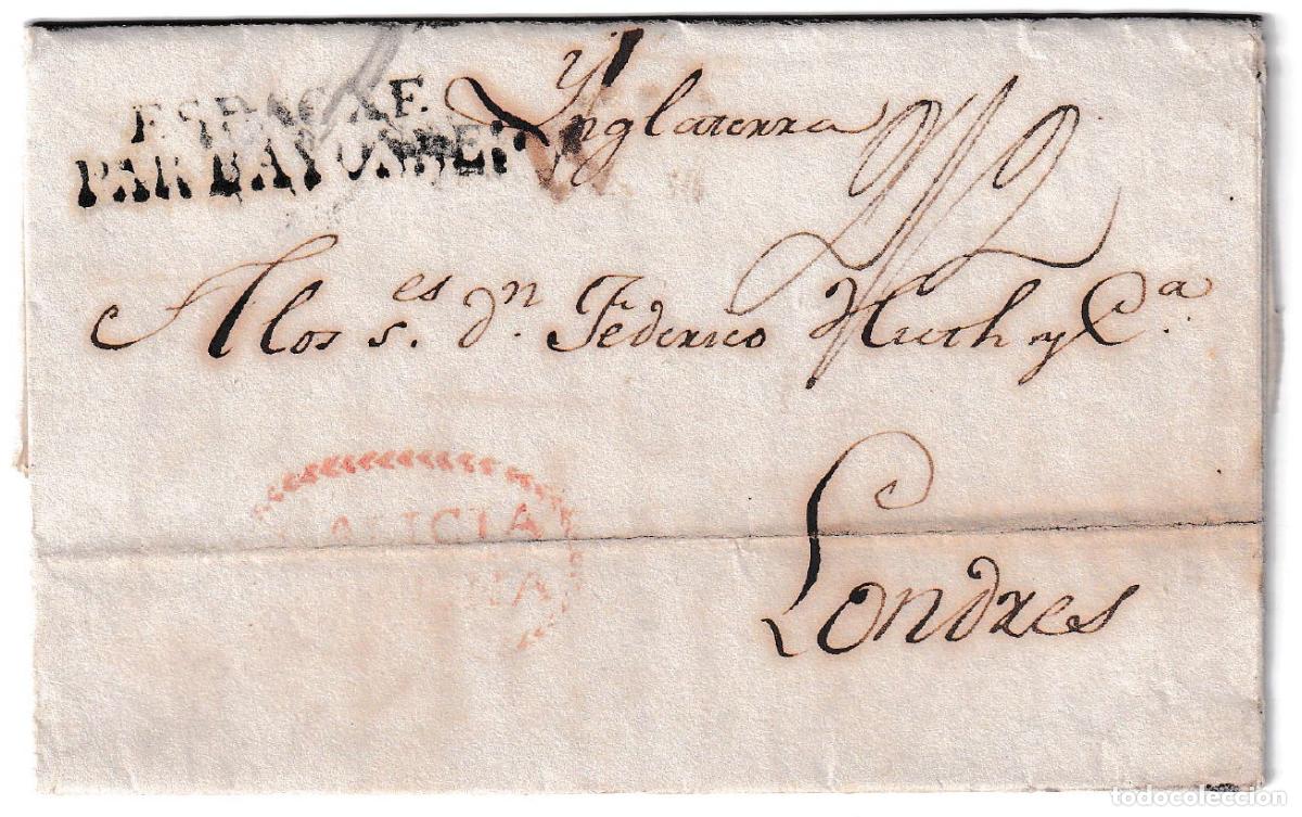 Sellos: 1823. Carta de Coru&ntilde;a a Londres