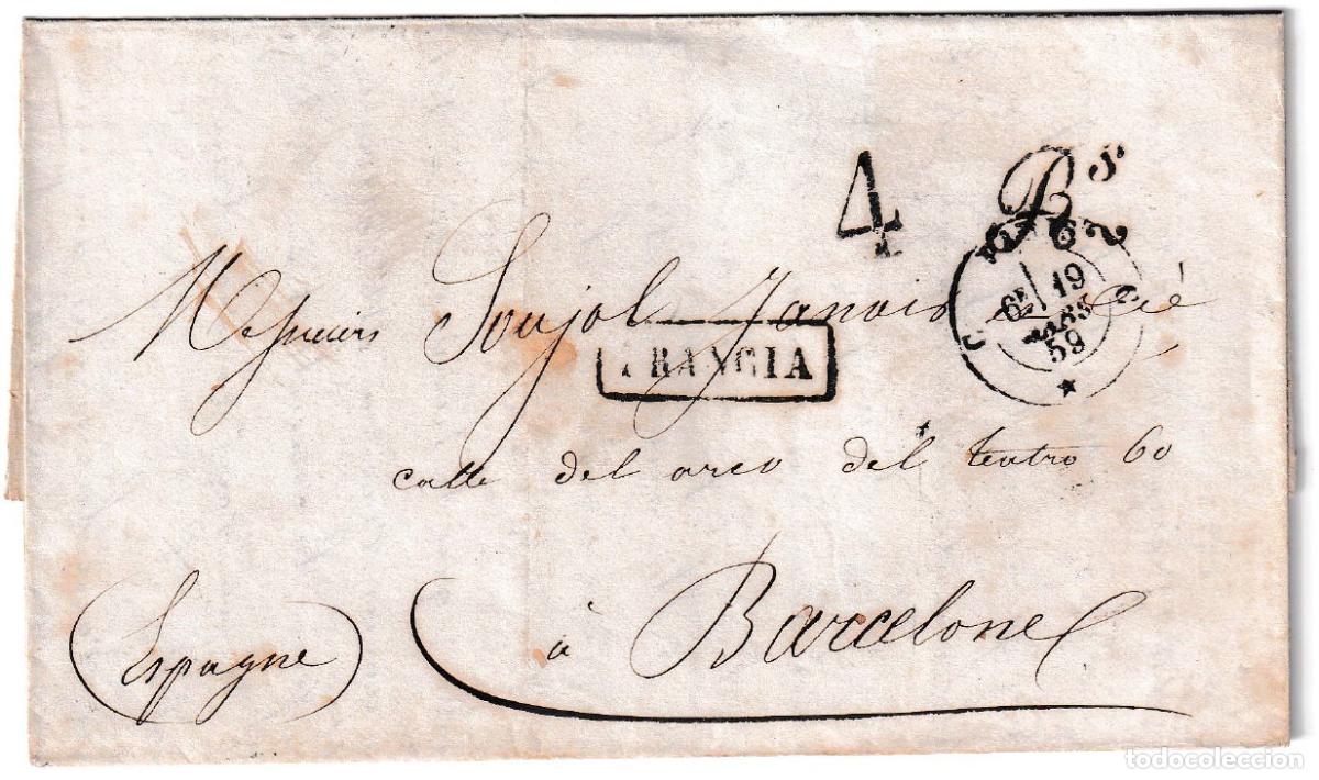 Sellos: 1859. Carta de Francia a Barcelona