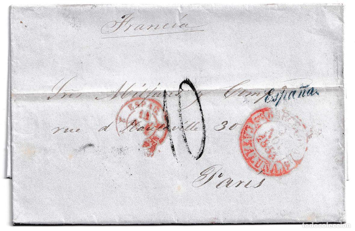 Sellos: 1853. Carta de Barcelona a Par&iacute;s