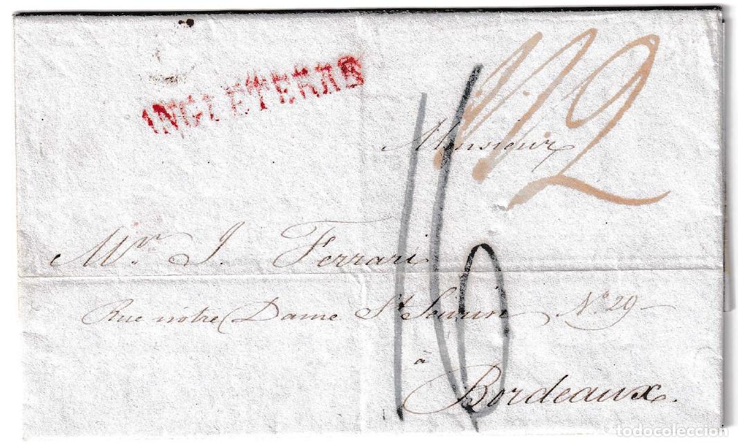 Sellos: 1829. Carta de Londres a Bordeaux