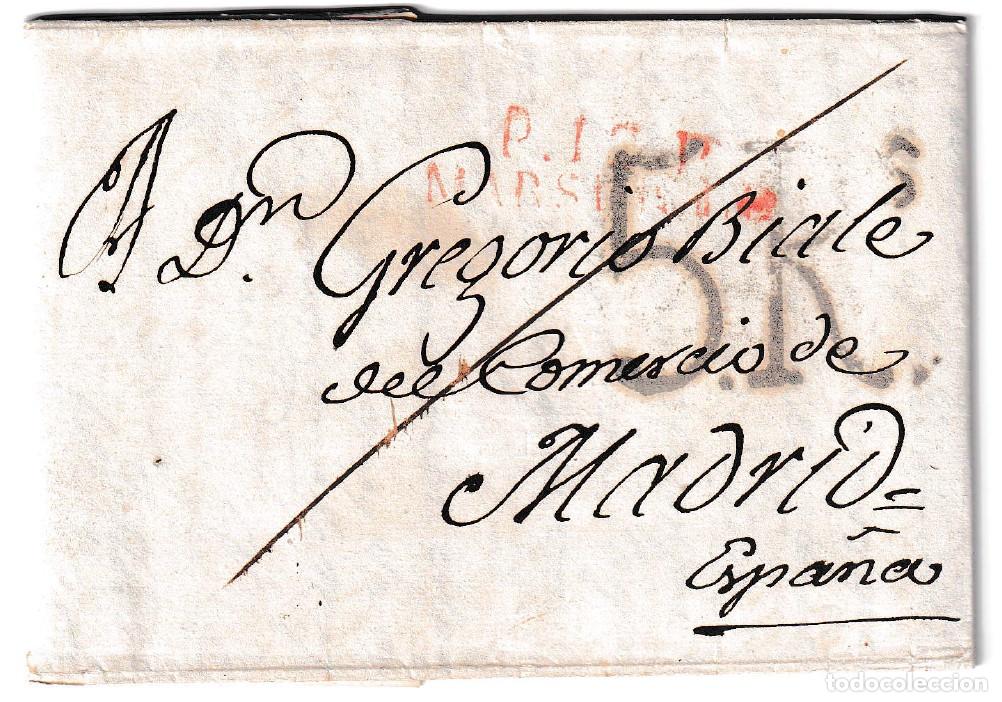 Sellos: 1821. Carta de Marsella a Madrid