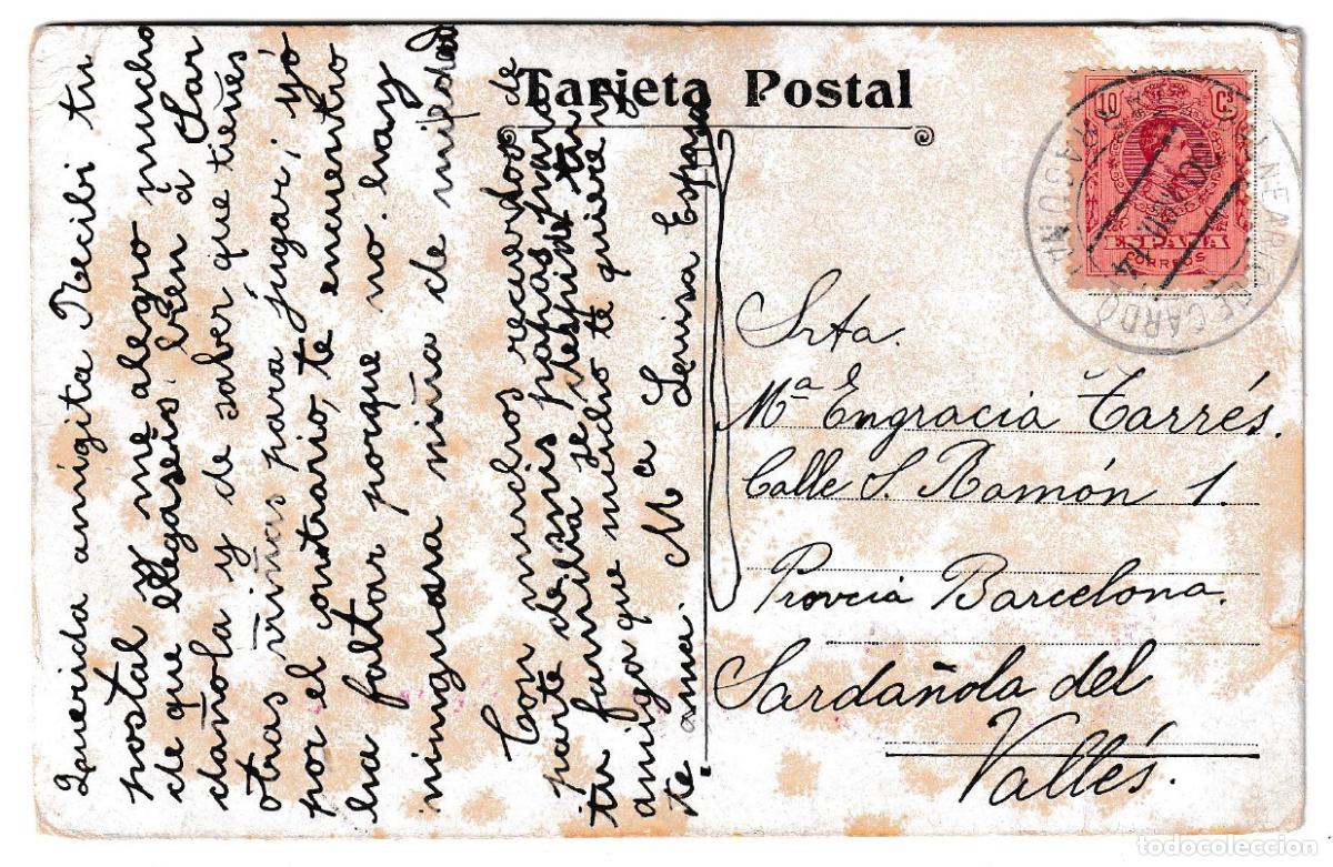 Sellos: 1914. Tarjeta postal de Tarragona a Sarda&ntilde;ola del Vall&eacute;s