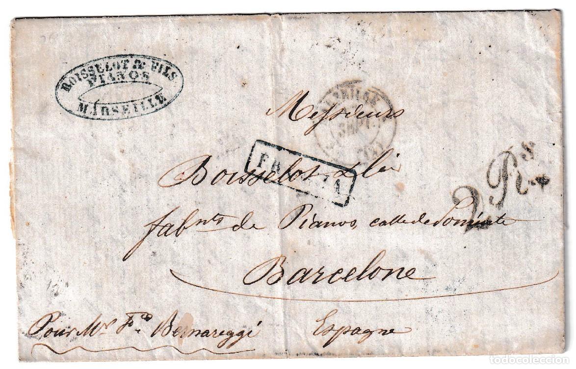 Sellos: 1858. Carta de Marsella a Barcelona