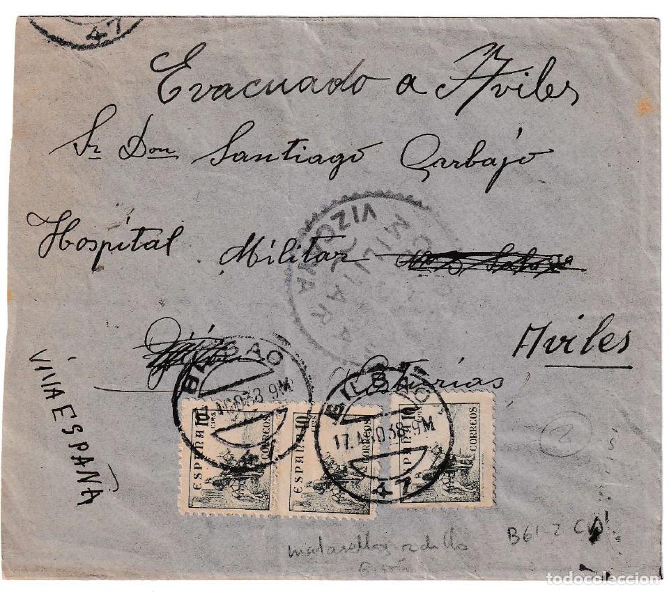 Sellos: 1938. Carta de Bilbao a Avil&eacute;s