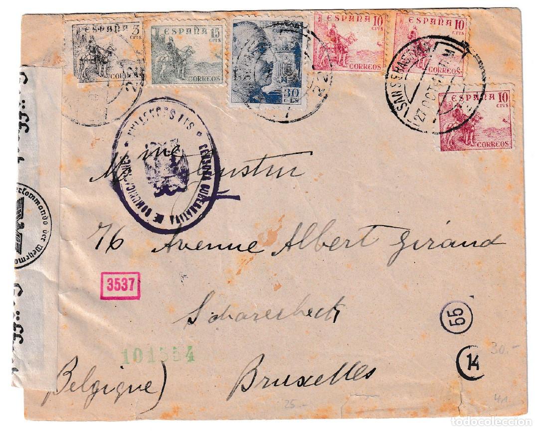 Sellos: 1941. Carta de San Sebasti&aacute;n a Bruselas