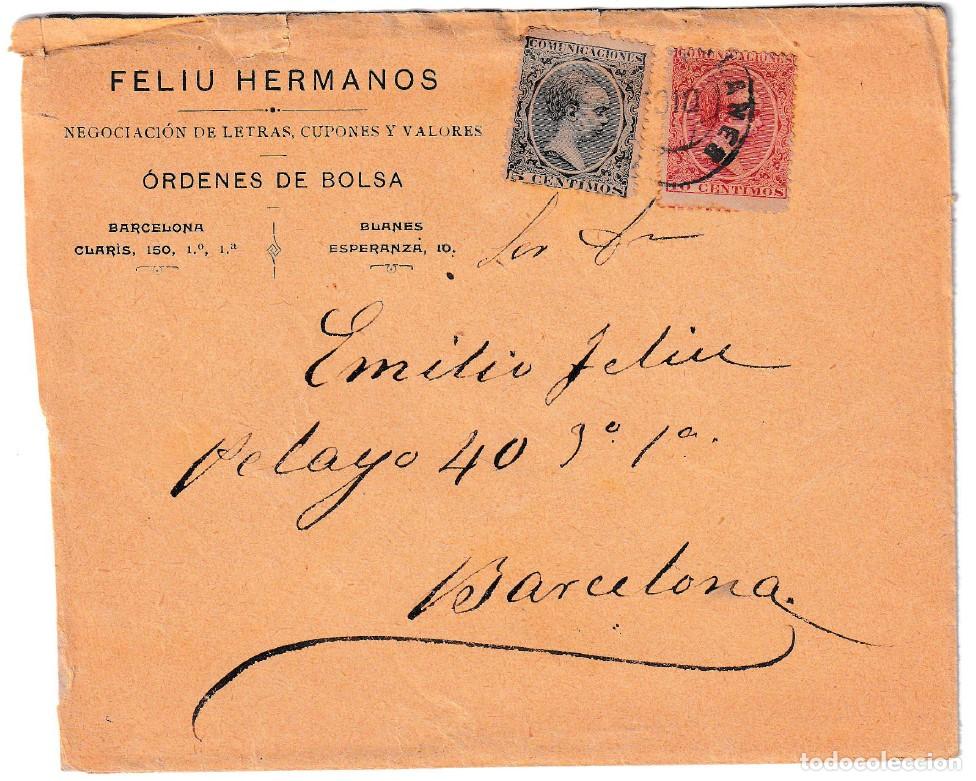 Sellos: 1899. Carta de Blanes a Barcelona