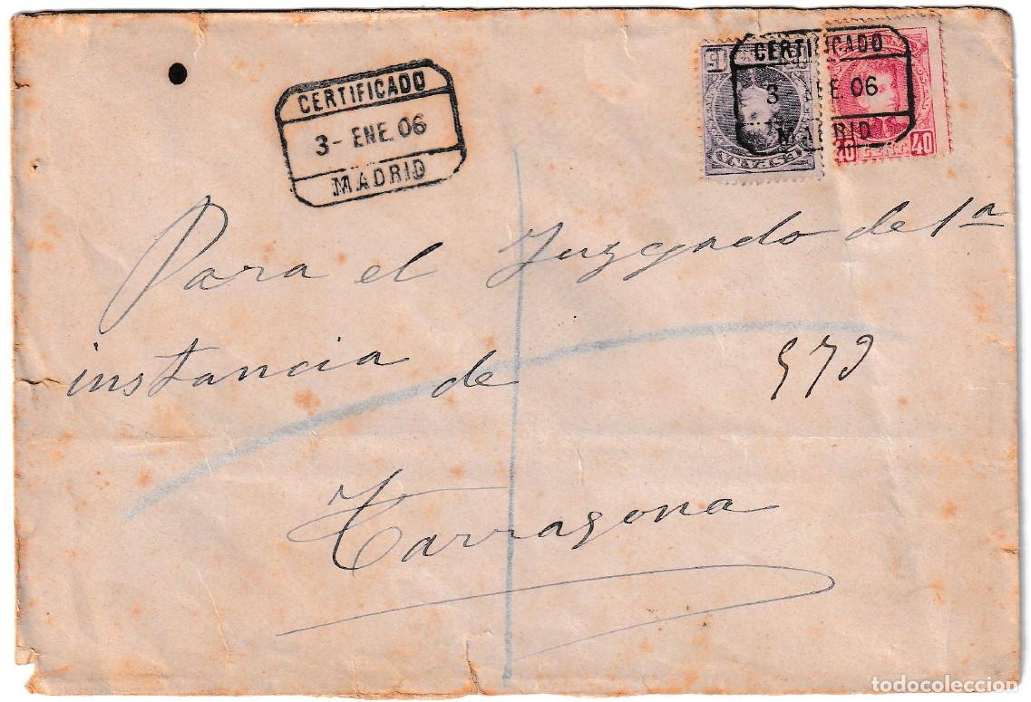 Sellos: 1906. Certificado de Madrid a Tarragona