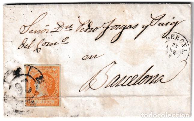 Sellos: 1862. Carta de Gerona a Barcelona