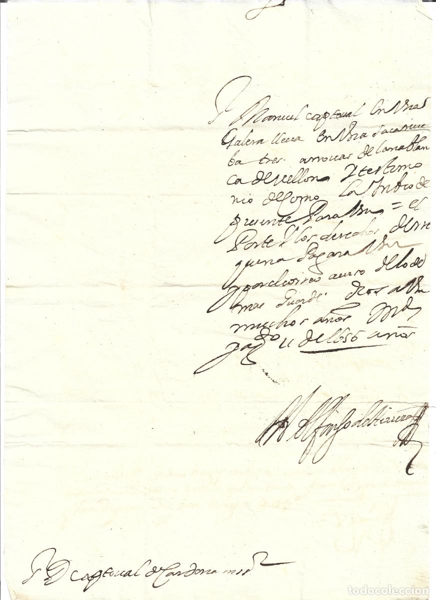 Sellos: 1635 Carta similar a conocimiento de embarque sobre cargamento en galera LEER