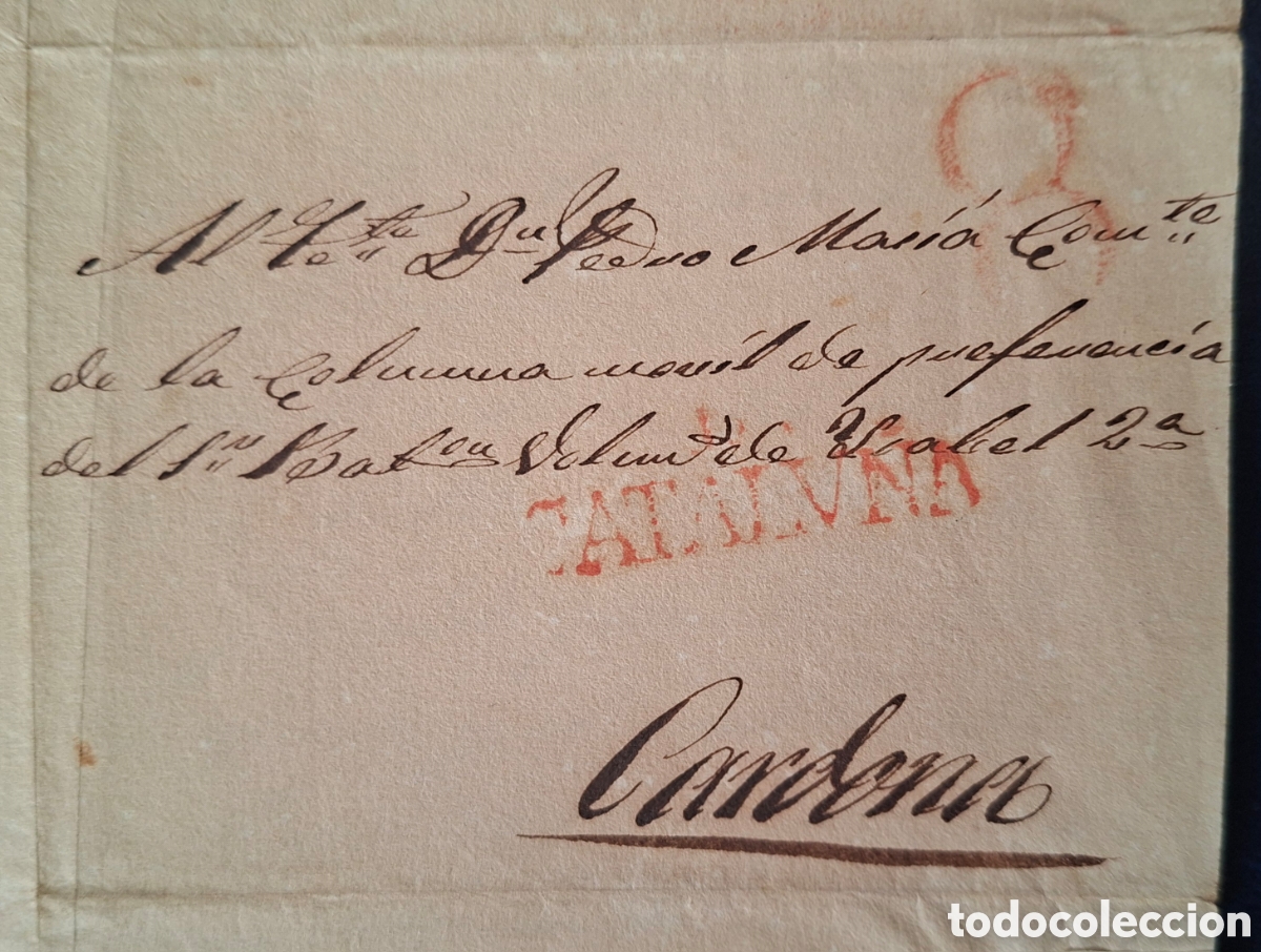 Sellos: Prefilatelia guerra carlista catalu&ntilde;a carta al comandante batallon voluntarios isabel 2da 1835