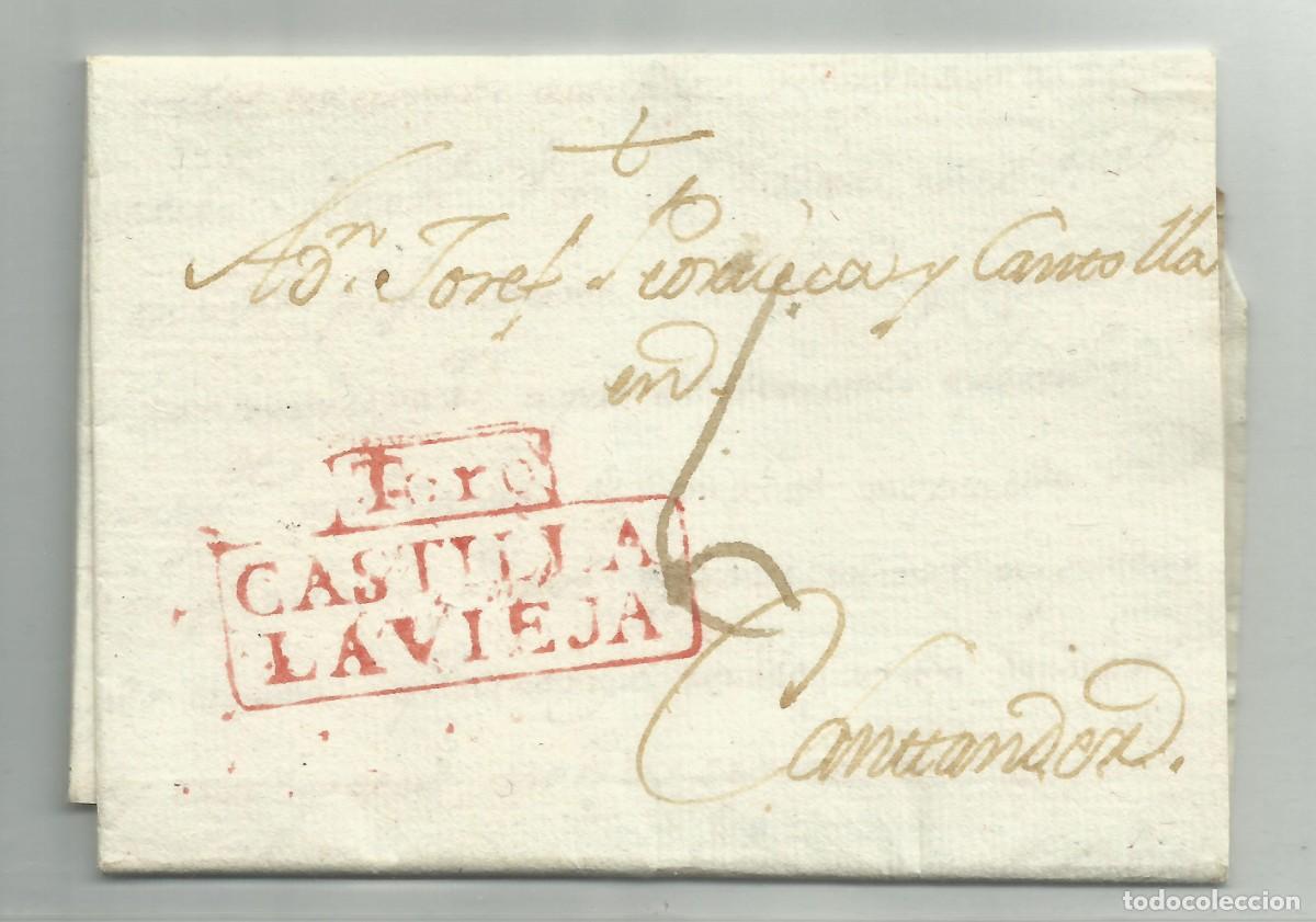 Sellos: CARTA CON LA MARCA TORO-CASTILLA LA VIEJA DE 1.796
