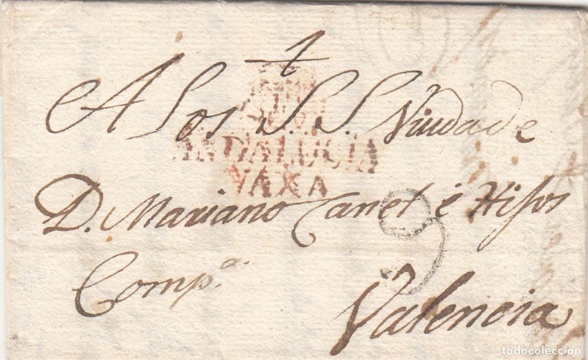Francobolli: CRCAR007 ESPA&Ntilde;A (PREFILATELIA) CARTA COMPLETA DE SEVILLA A VALENCIA A&Ntilde;O 1799 MARCA 10 EN ROJO