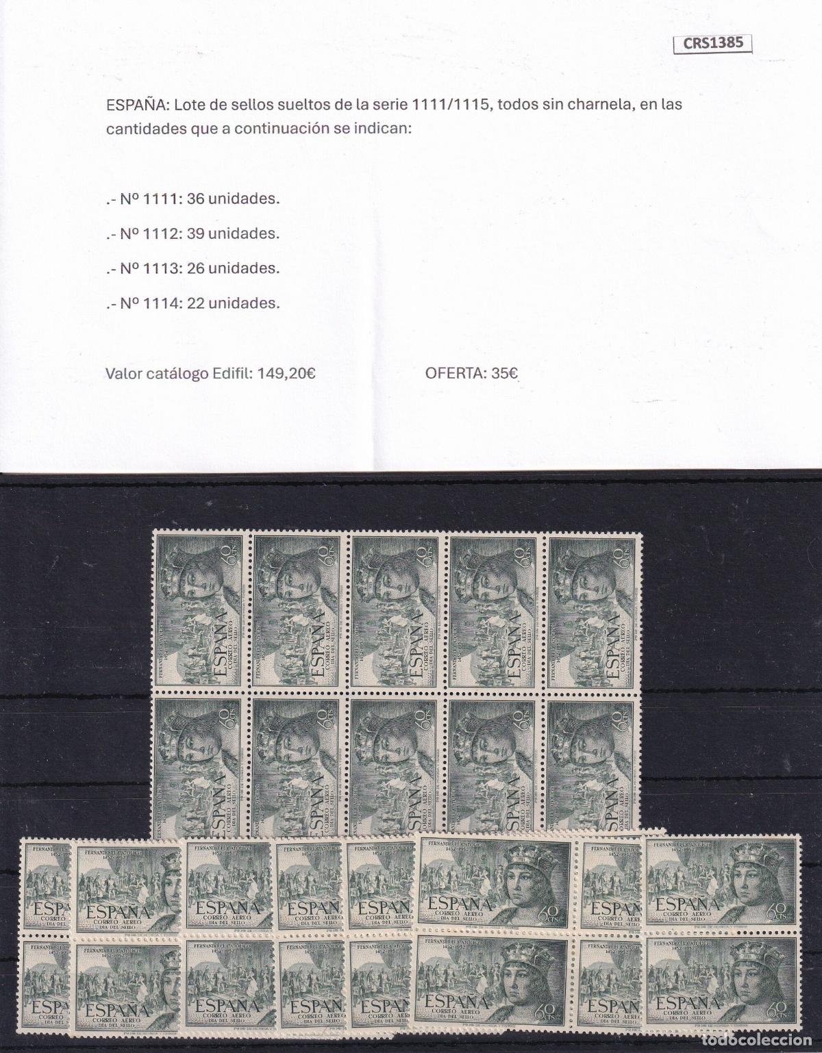 Selos: CRS1385 LOTE SELLOS ESPA&Ntilde;A N&ordm; CAT 1111/1115 SUELTOS. VER RELACION EN FOTO