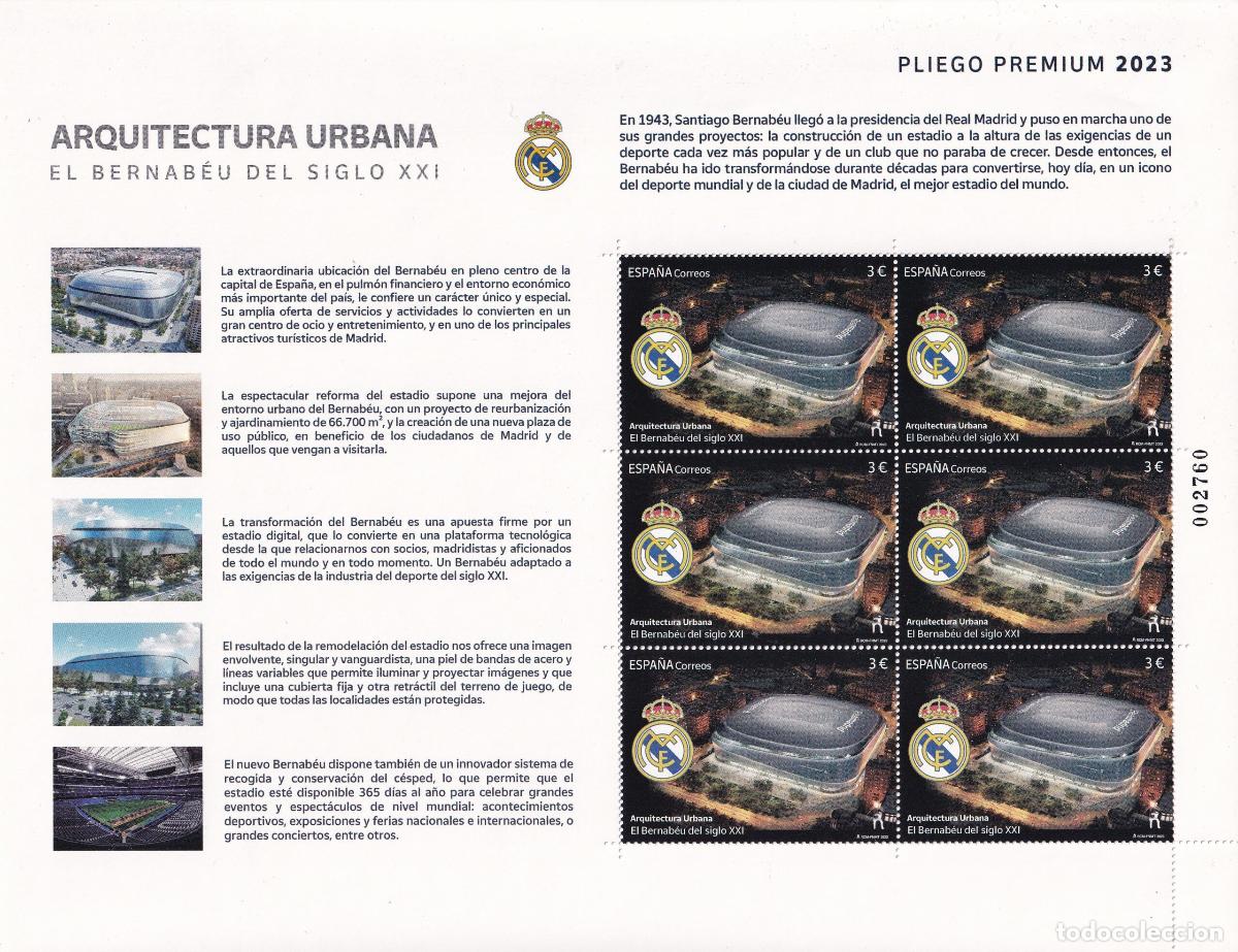 Selos: CRS1062 Pliego PREMIUM n&ordm; 146. Estadio Santiago Bernab&eacute;u. A&ntilde;o 2023