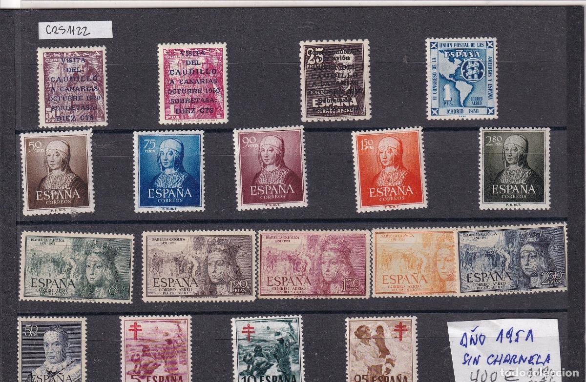 Selos: CRS1122 SELLOS ESPA&Ntilde;A A&Ntilde;O 1951 COMPLETO SIN CHARNELA