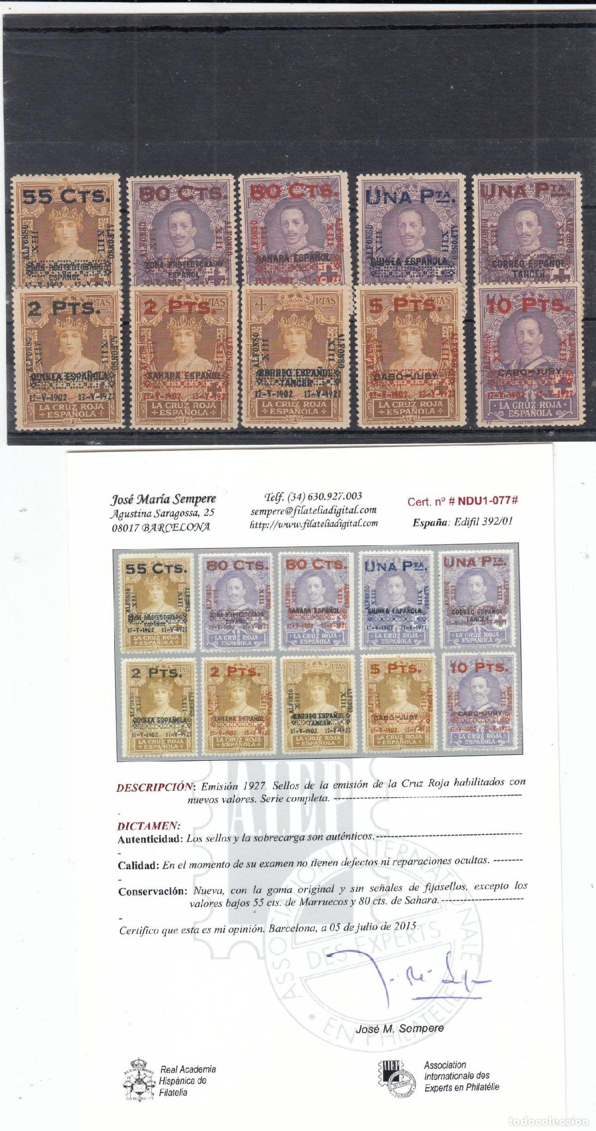 Briefmarken: CRS0029 SELLOS N&ordm; CAT 392-401 XX CERTIFICADO SEMPERE