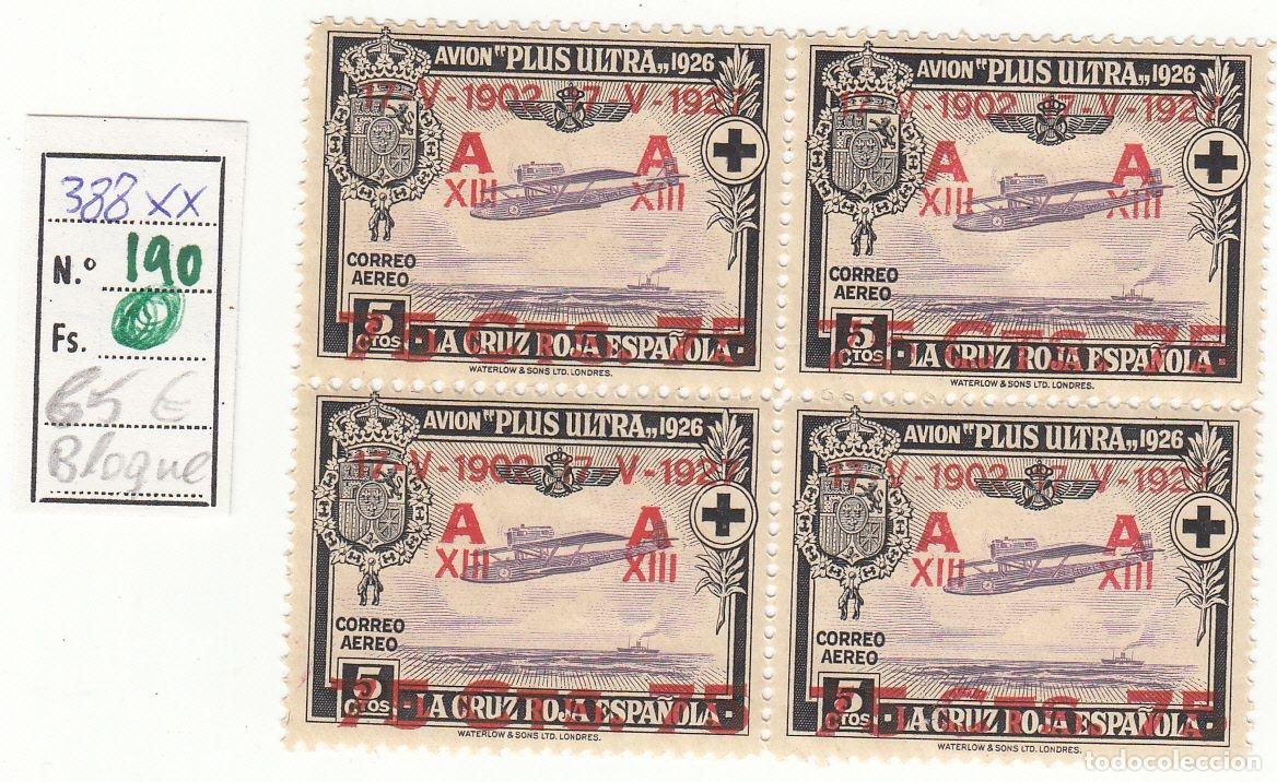 Francobolli: CRSE0190 SELLO ESPA&Ntilde;A N&ordm; CAT N&ordm; 388XX NORMAL EN BLOQUE