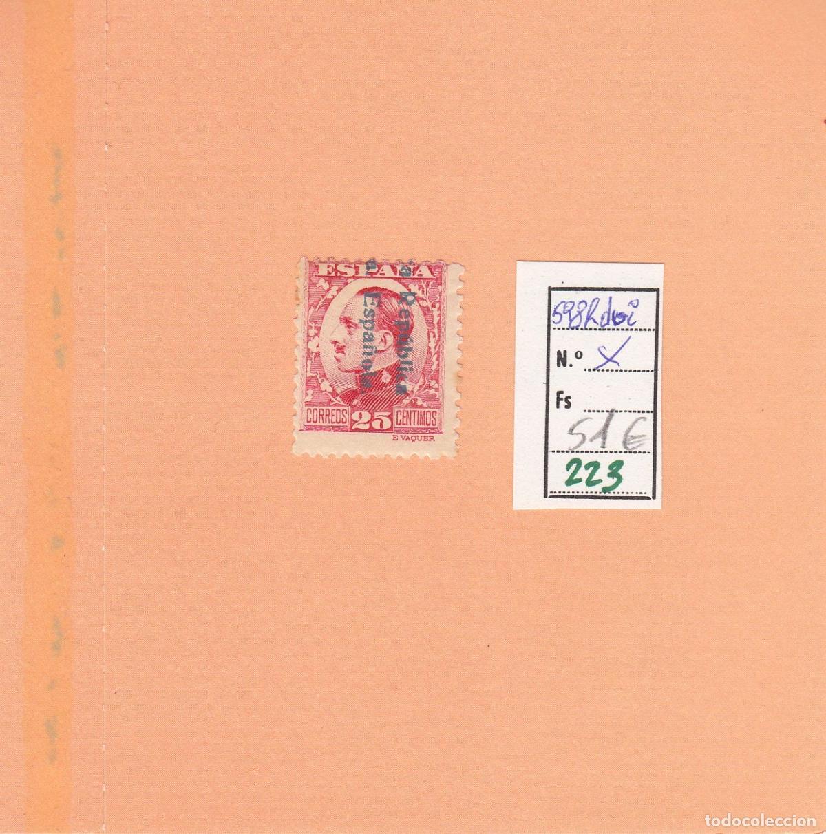 Stamps: CRSE0223 SELLO ESPA&Ntilde;A N&ordm; CAT N&ordm; 598R X SOBRECARGO E INVERTIDO