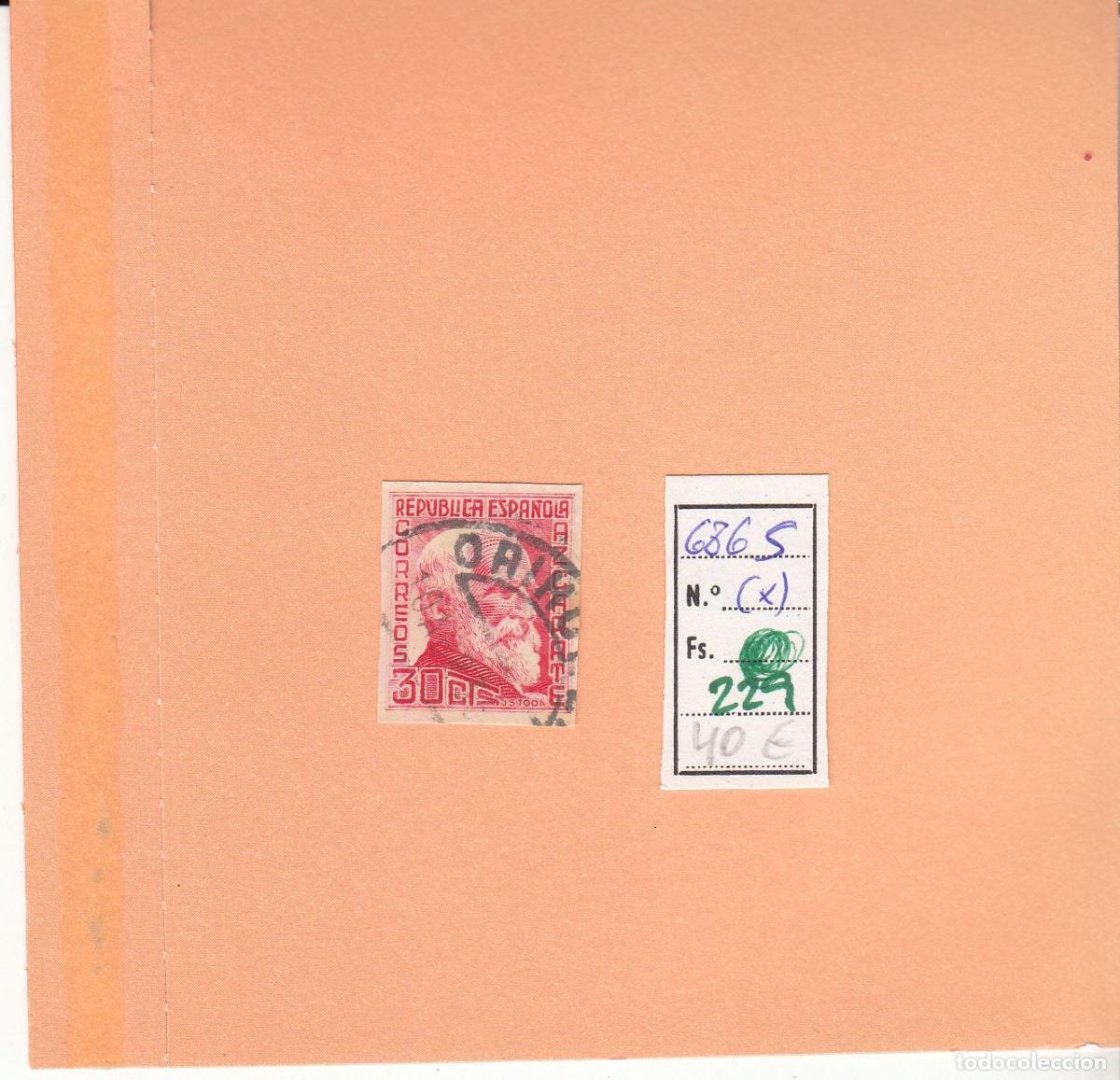 Stamps: CRSE0229 SELLO ESPA&Ntilde;A N&ordm; CAT N&ordm; 686S X SIN DENTAR CIRCULADO