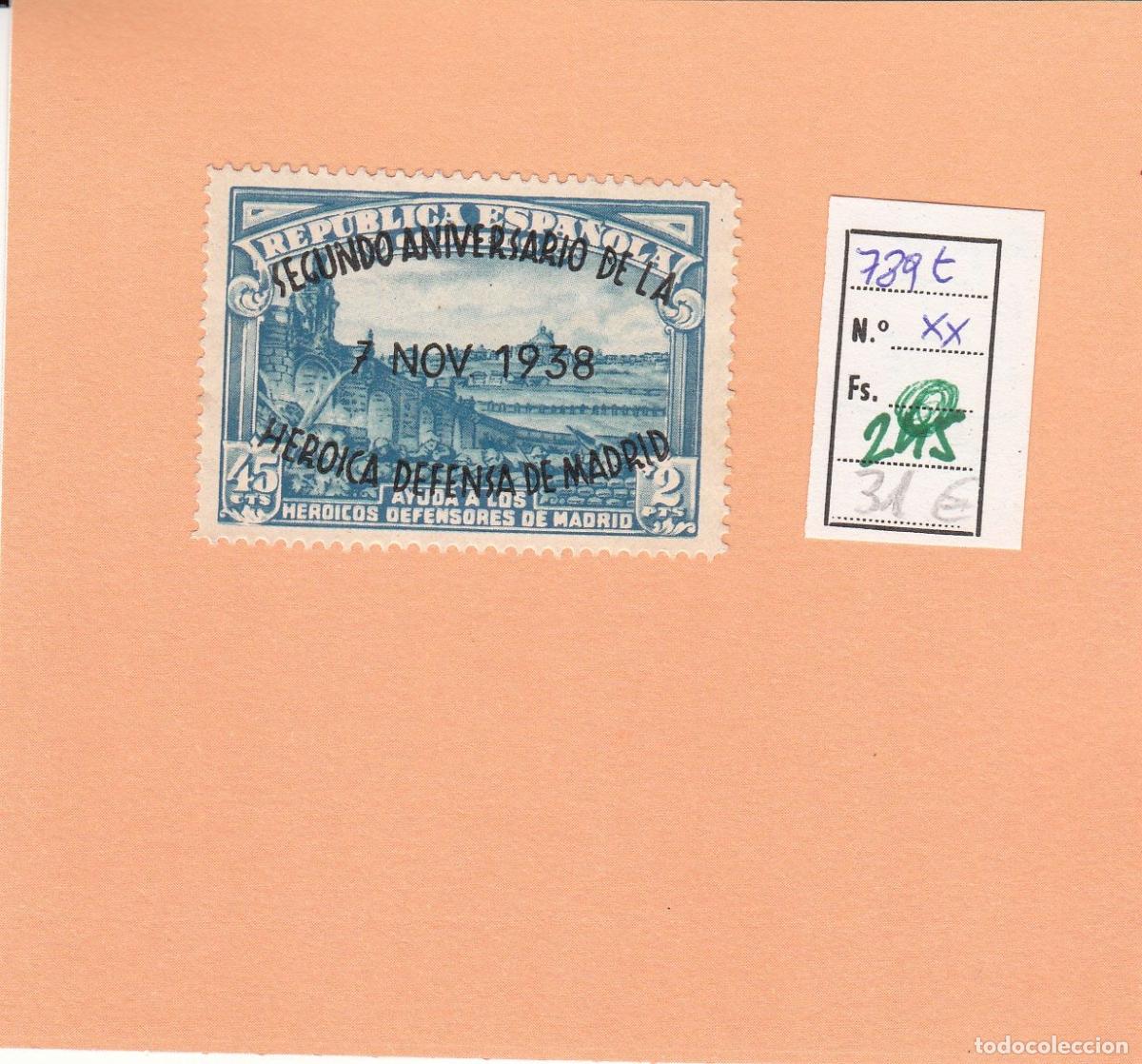 Sellos: CRSE0245 SELLO ESPA&Ntilde;A N&ordm; CAT N&ordm; 789T XX CON RAYA EN LA D