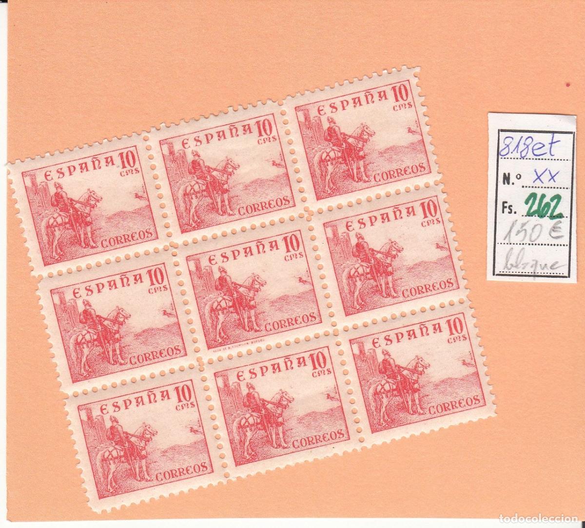 Sellos: CRSE0262 SELLO ESPA&Ntilde;A N&ordm; CAT N&ordm; 818ET XX CON PIE DE IMPRENTA