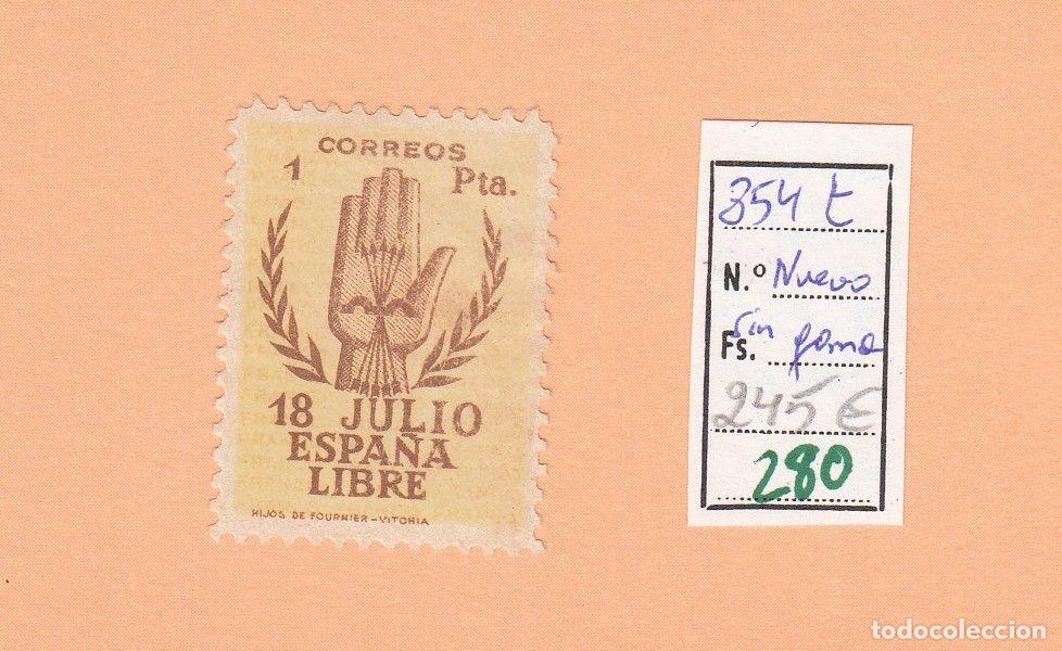 Sellos: CRSE0280 SELLO ESPA&Ntilde;A N&ordm; CAT N&ordm; 854T FALTA EL PIE DEL 1 EN VALOR