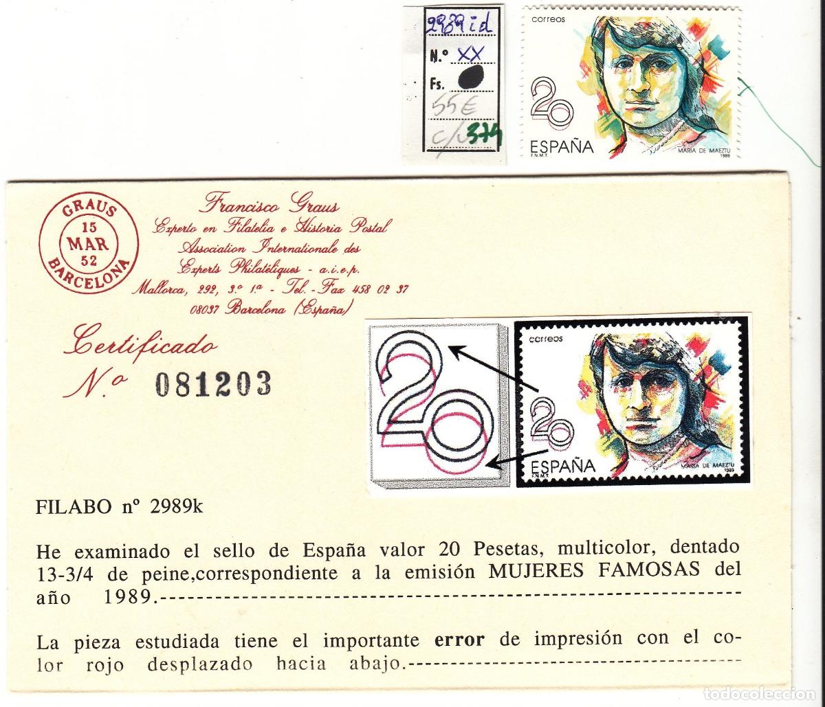 Briefmarken: CRSE0374 SELLO ESPA&Ntilde;A N&ordm; CAT N&ordm; 2989ID XX COLOR ROJO DESPLAZADO