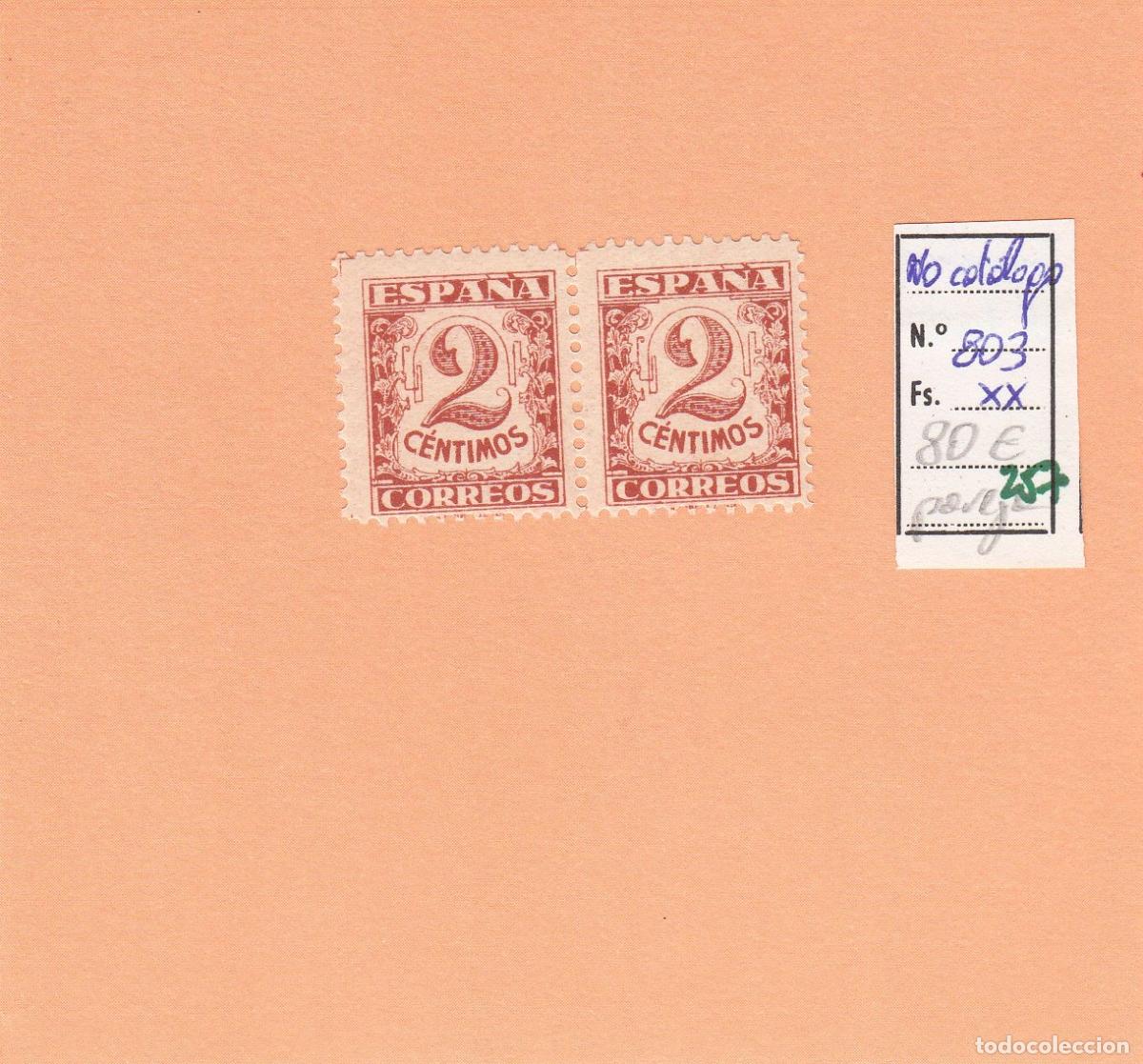 Briefmarken: CRSE0257 SELLO ESPA&Ntilde;A N&ordm; CAT N&ordm; 803XX IMPRESO AL DORSO