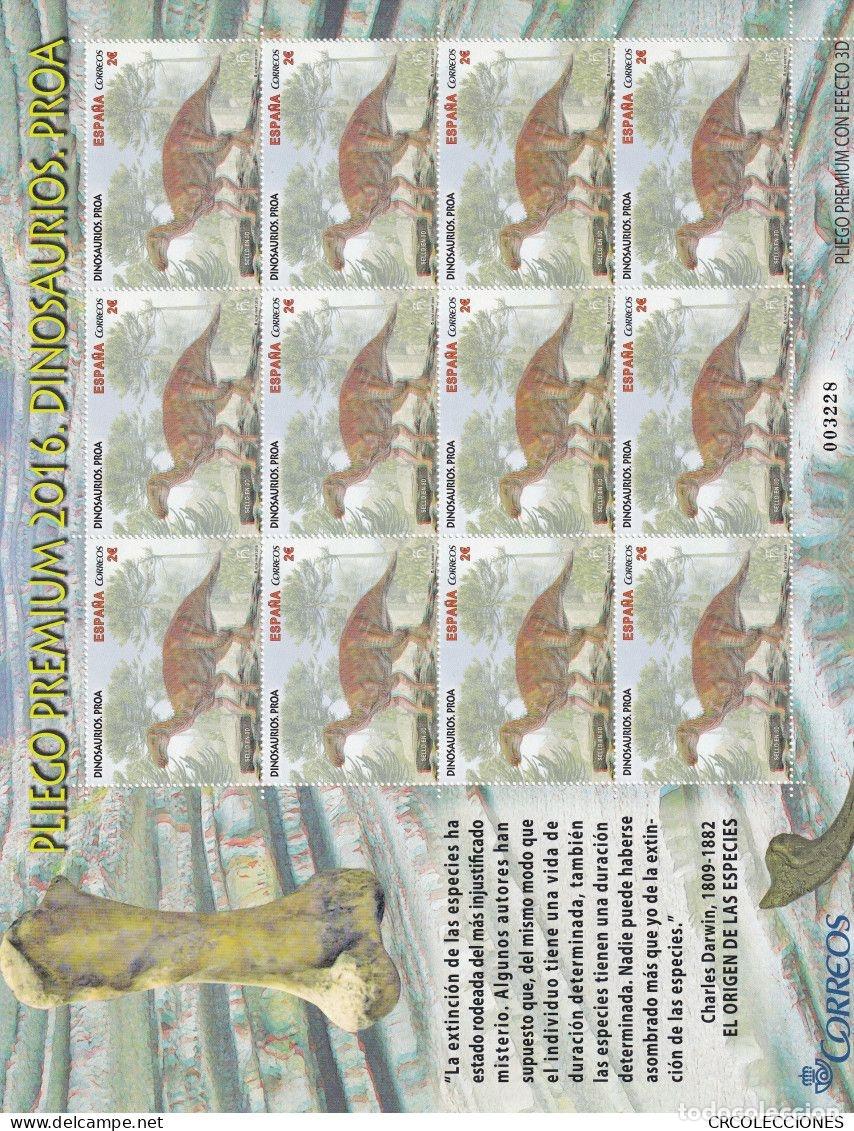 Francobolli: CRS982 SELLOS ESPA&Ntilde;A PLIEGO PREMIUN 2016 DINOSAURIOS