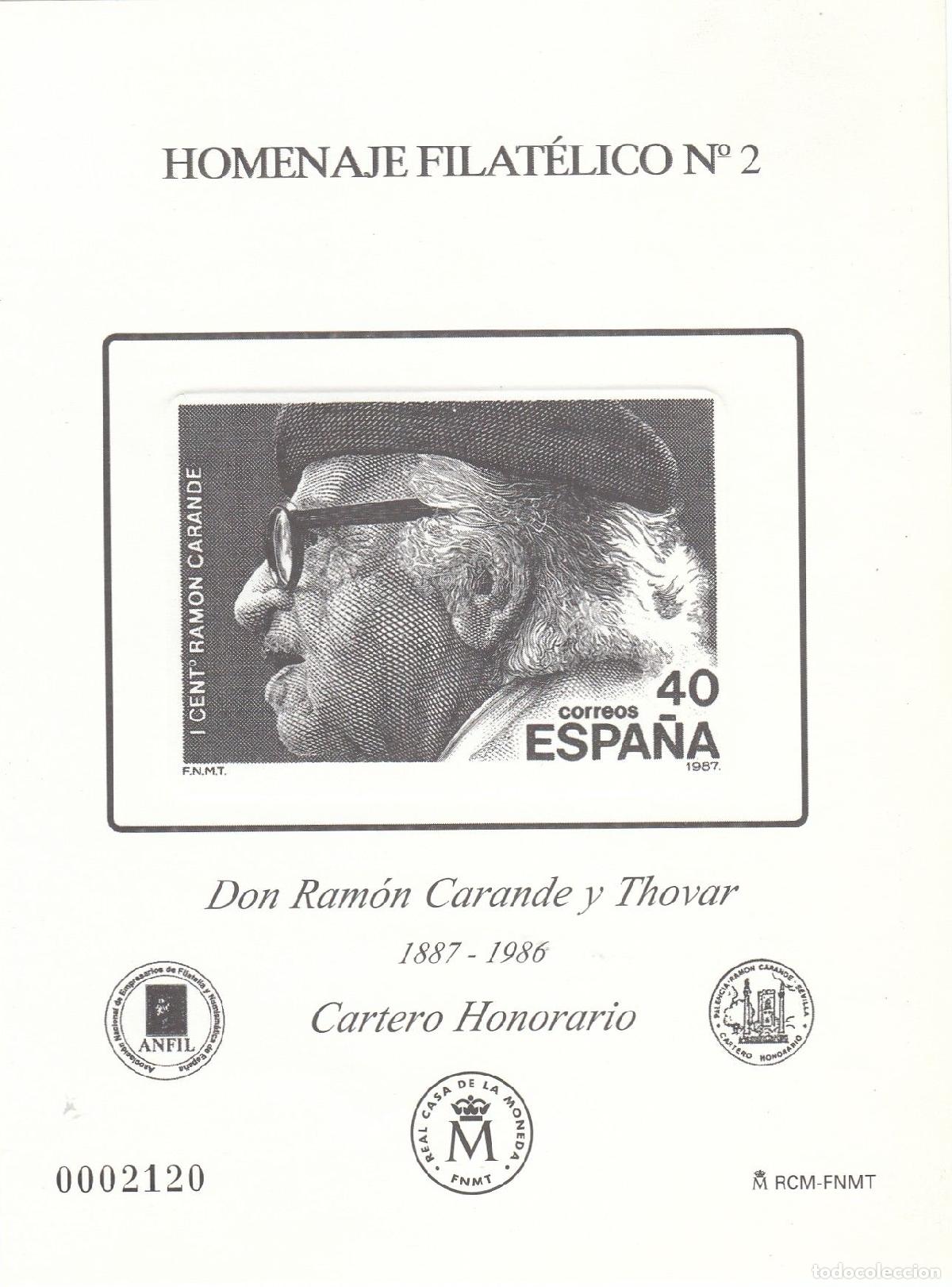 Francobolli: CRS1410 ESPA&Ntilde;A HOMENAJE FILATELICO N&ordm; 2. Ram&oacute;n Carande y Thovar