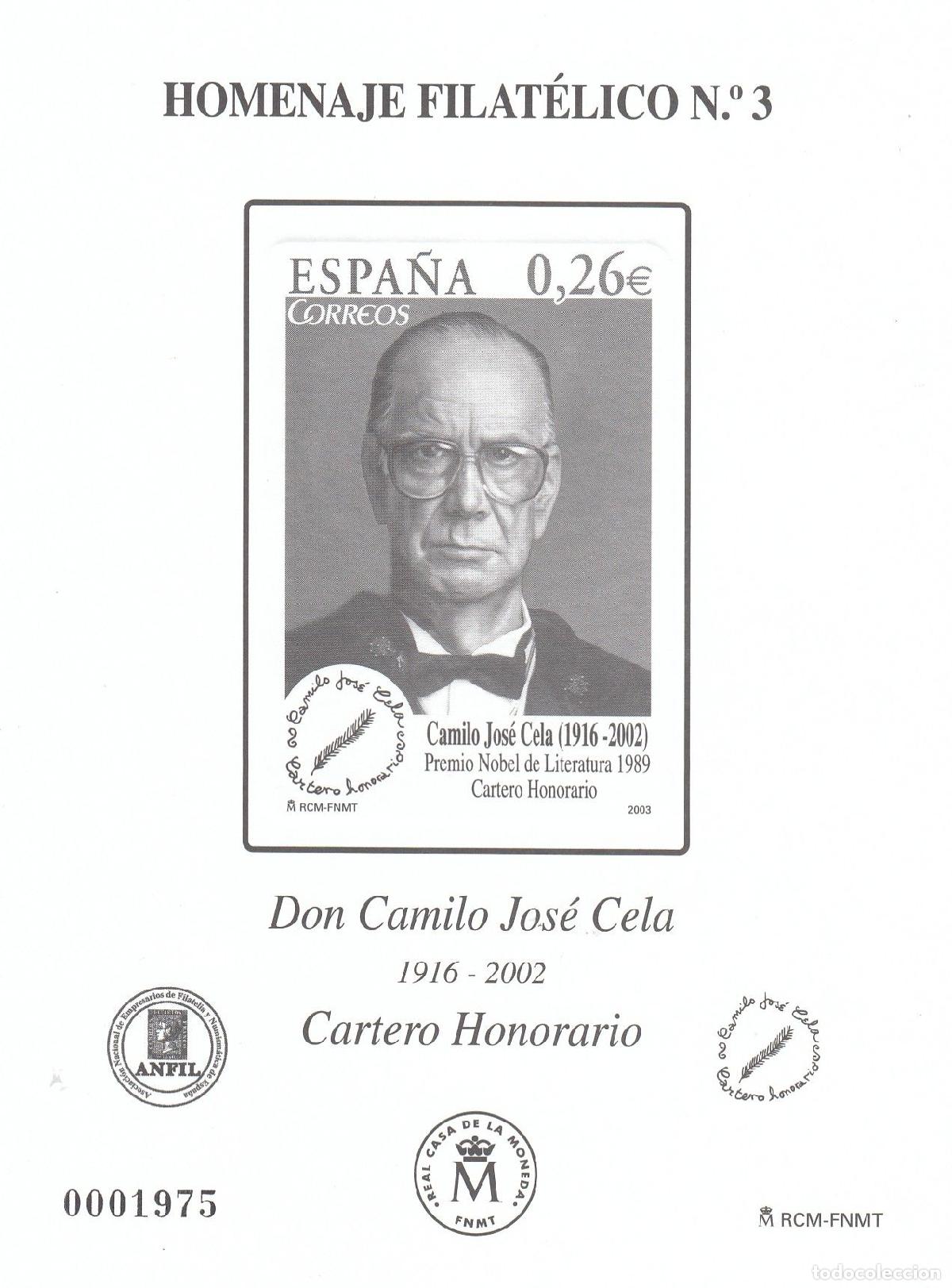 Francobolli: CRS1411 ESPA&Ntilde;A HOMENAJE FILATELICO N&ordm; 3. Camilo Jos&eacute; Cela