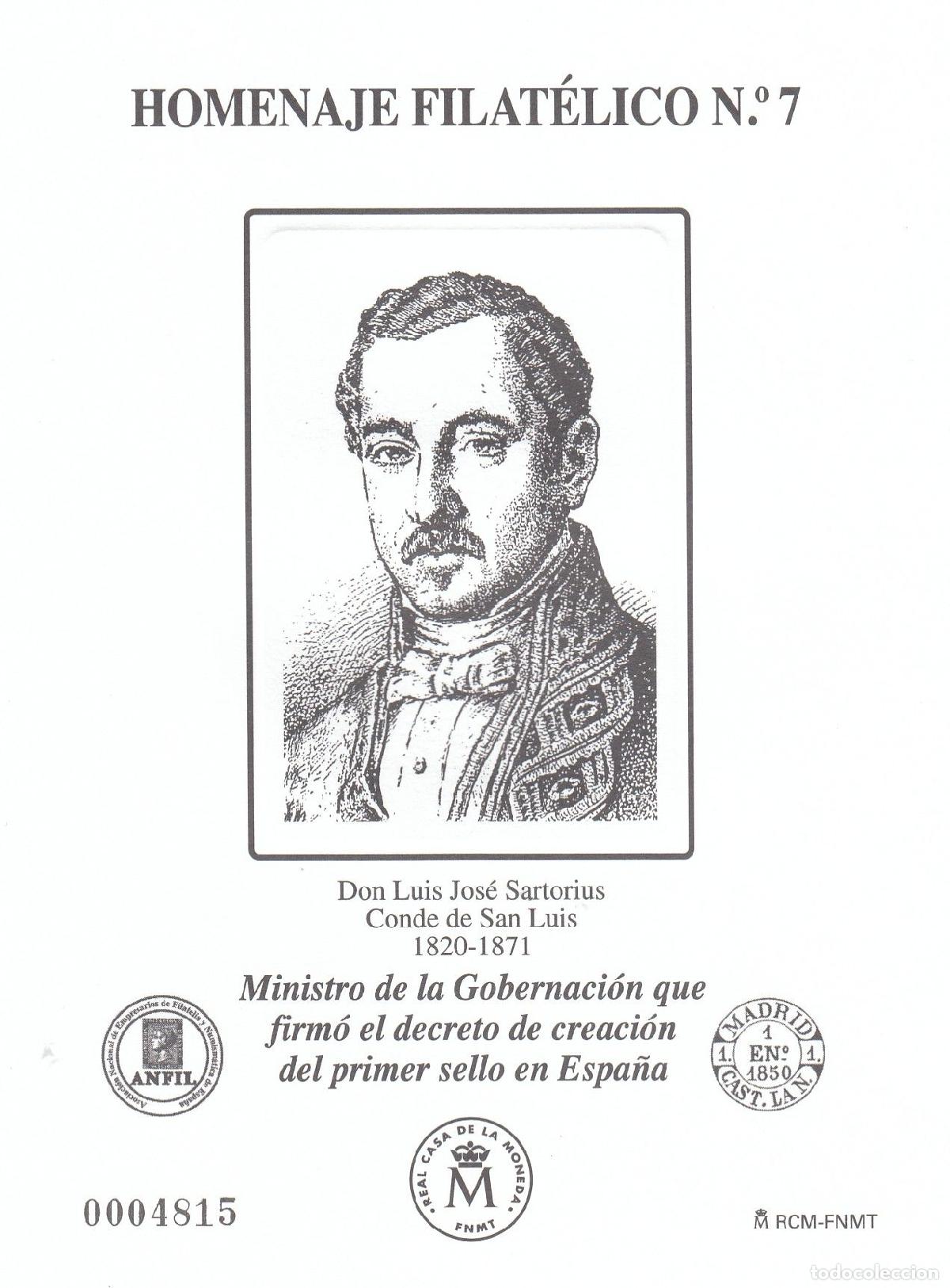 Francobolli: CRS1415 ESPA&Ntilde;A HOMENAJE FILATELICO N&ordm; 7. Conde de San Luis