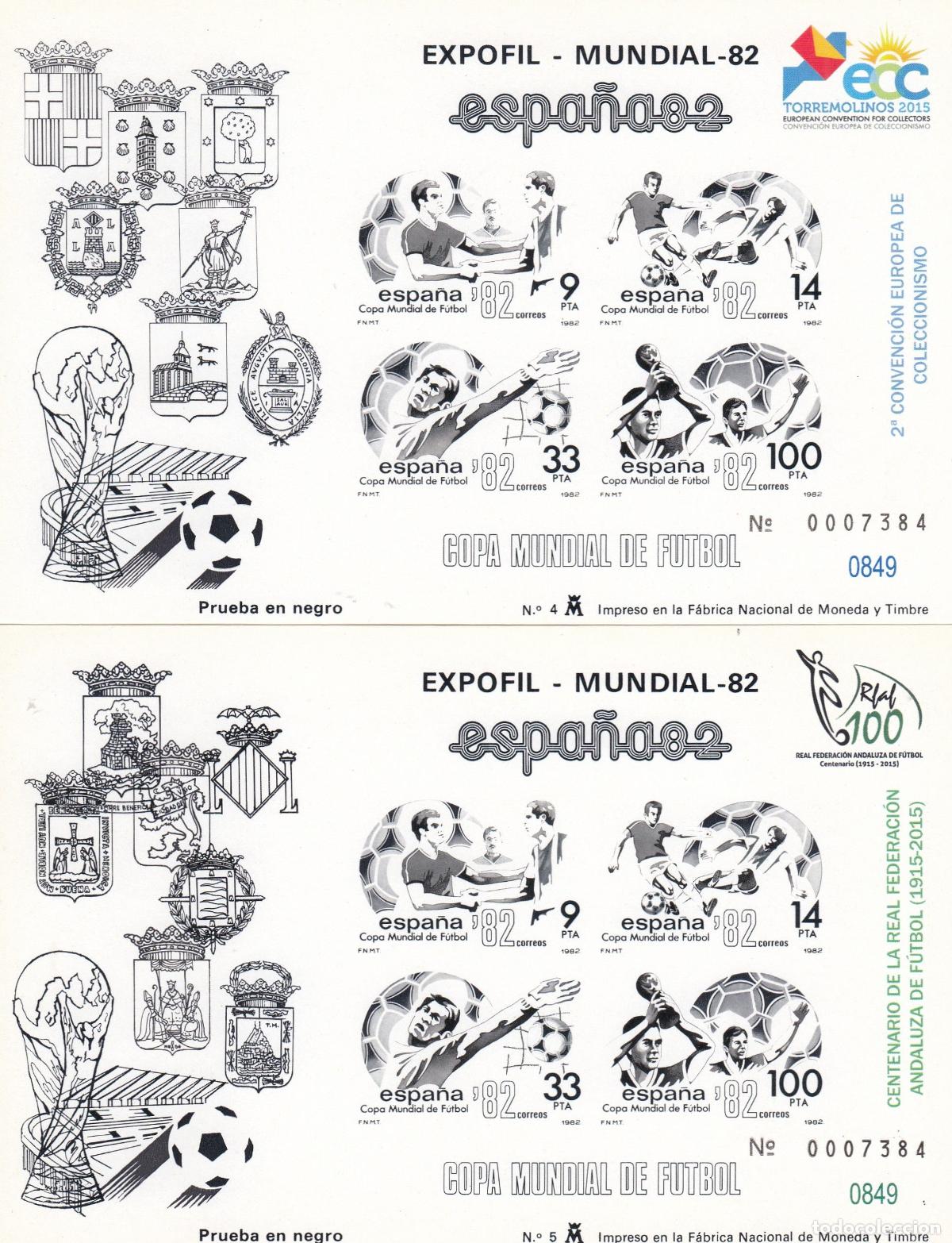 Timbres: CRS1459 ESPA&Ntilde;A PRUEBAS DE LUJO N&ordm; 4/5. A&ntilde;o 1982. Con sobrecarga de exposiciones. Misma numeraci&oacute;n