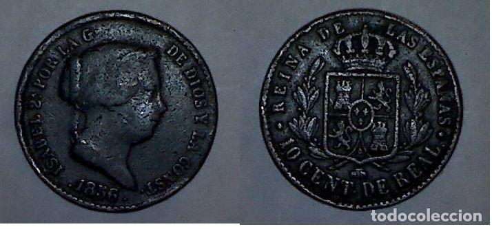 Selos: E1163 MONEDA ISABEL II 1856 SEGOVIA 10 CENT DE REAL BC+