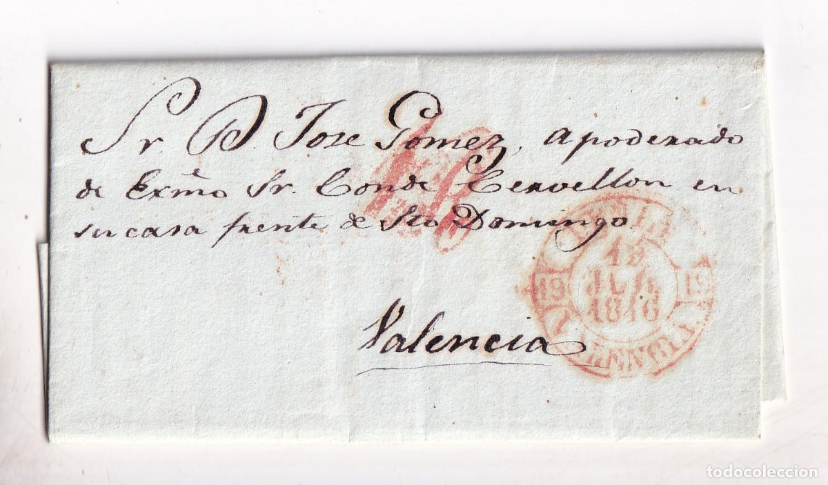 Sellos: PREFILATELIA. CARTA ENTERA. DENIA. ALICANTE. 1846. A VALENCIA. BONITO BAEZA