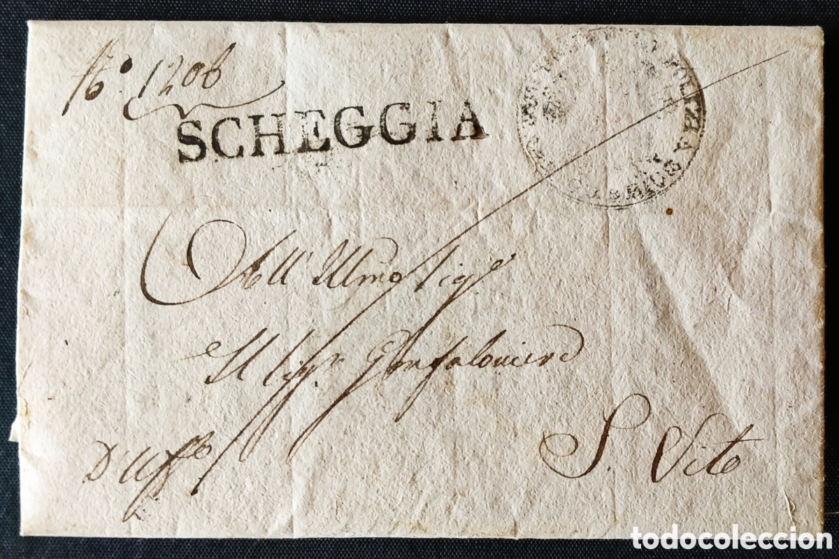 Sellos: ITALIA (ESTADOS PONTIFICIOS) / 1818. Carta GUBBIO/S. VITO. TR&Aacute;NSITO *SCHEGGIA*. POLIC&Iacute;A. ROBO GANADO