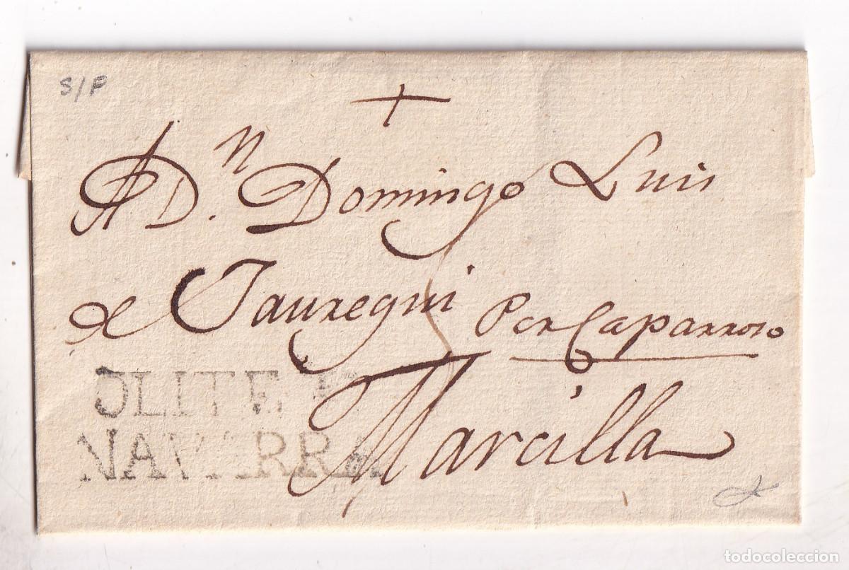 Sellos: PREFILATELIA. ENVUELTA. OLITE. A MARCILLA. NAVARRA. RARA. FIRMADA GUINOVART