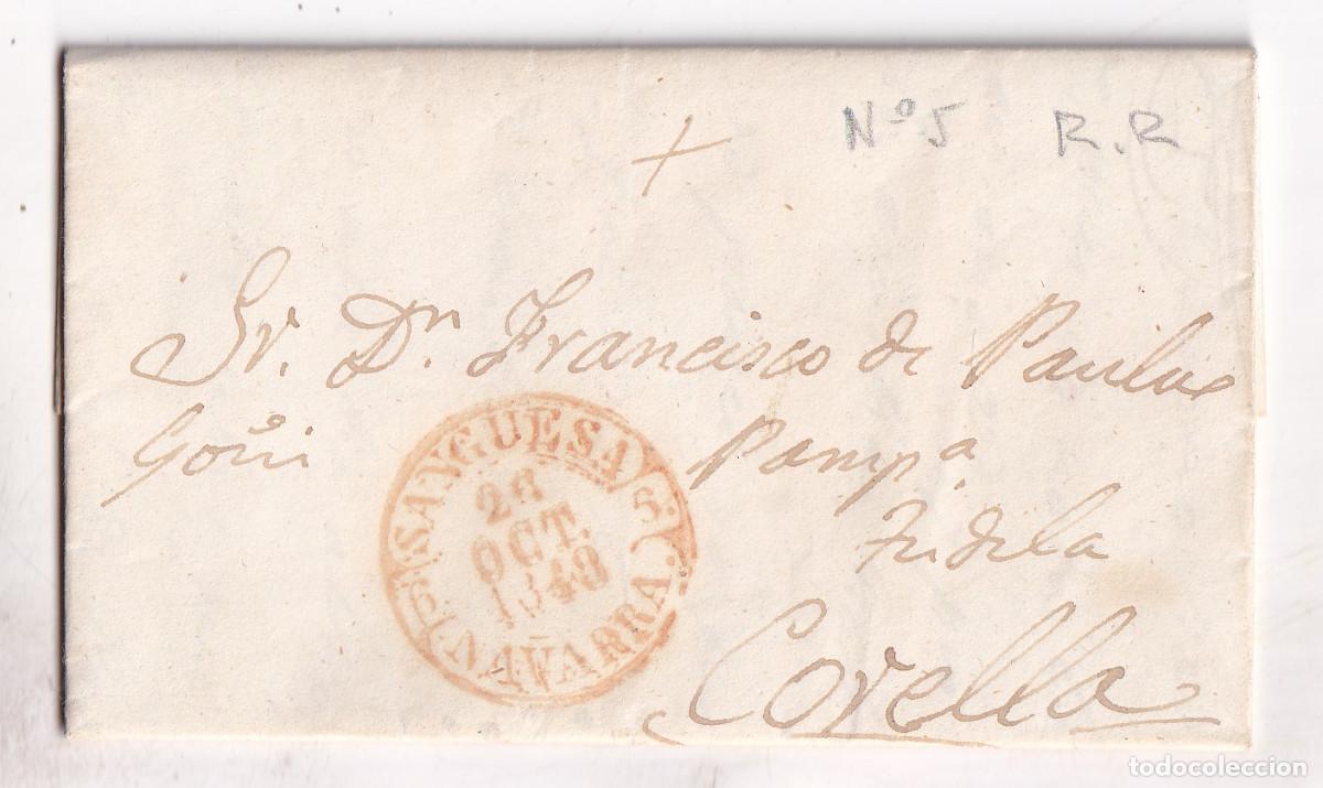 Sellos: PREFILATELIA. CARTA ENTERA. SANG&Uuml;ESA. NAVARRA. 1848. A CORELLA