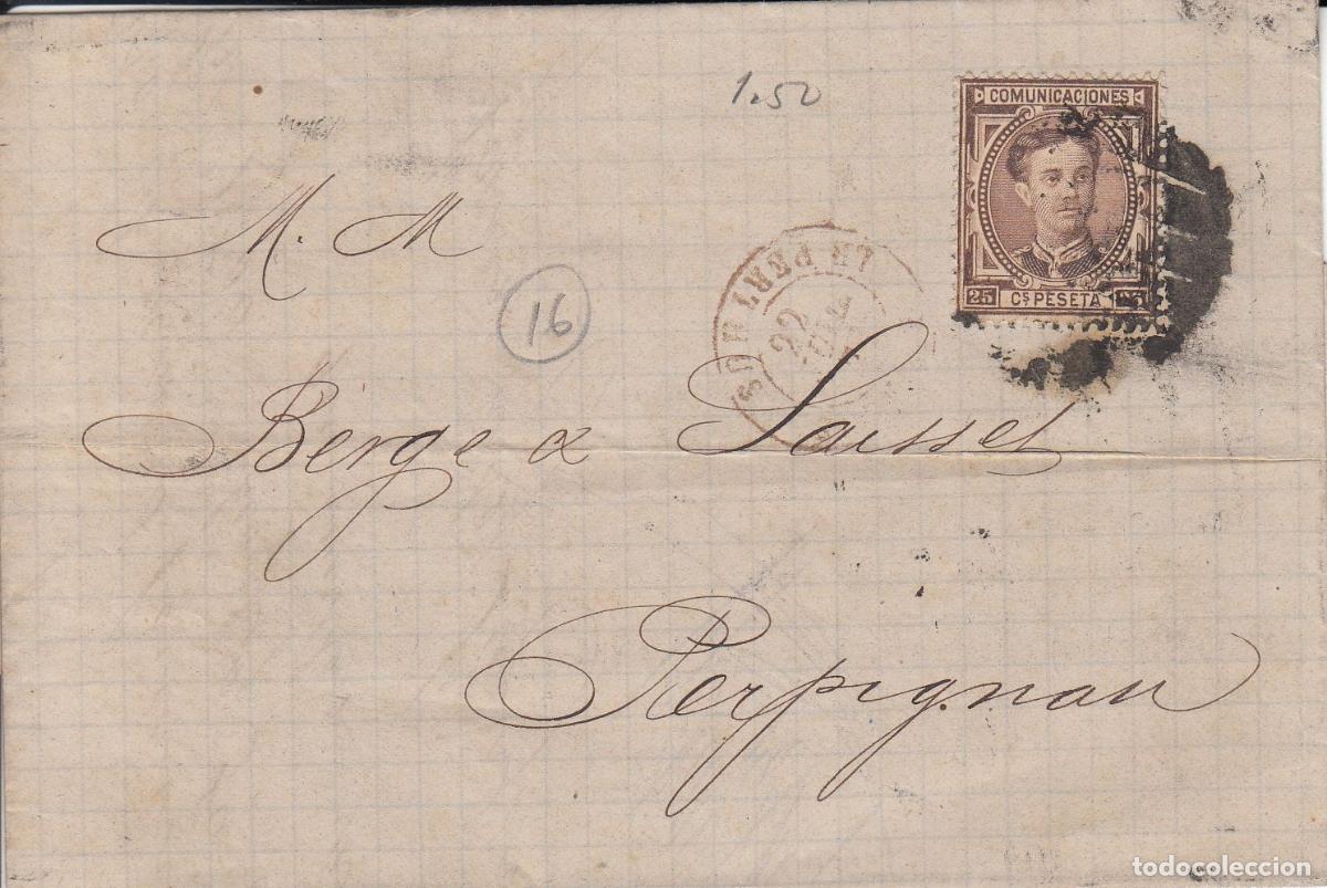 Francobolli: CRCAR135 CARTA COMPLETA DE BARCELONA A PERPI&Ntilde;AN (FRANCIA) CON SELLO N&ordm; 177. MATASELLOS ROMBO DE