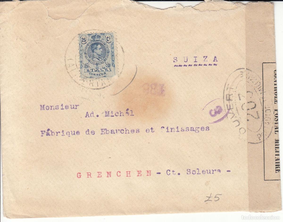 Sellos: CRCAR172 RARO SOBRE DE GERGAL (ALMERIA) A GRENCHEN (SUIZA) CON SELLO N&ordm; 274. BANDA DE CENSURA COMO