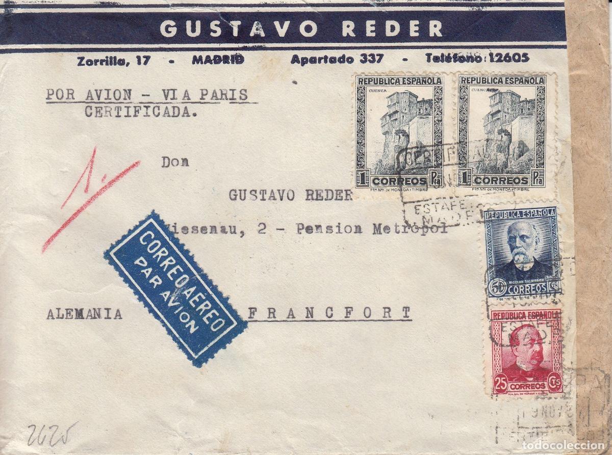 Sellos: CRCAR184 SOBRE DE MADRID A FRANKFURT (ALEMANIA) CON SELLOS N&ordm; 673 -2- 685 Y 688, CON MATASELLO
