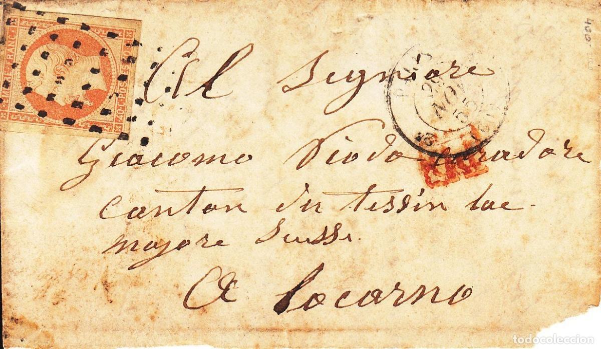 Sellos: CRCAR266 ENVUELTA DE CARTA DE FRANCIA A ITALIA CON SELLO N&ordm; 16 CONMATASELLOS DE PUNTOS MARCA PP EN