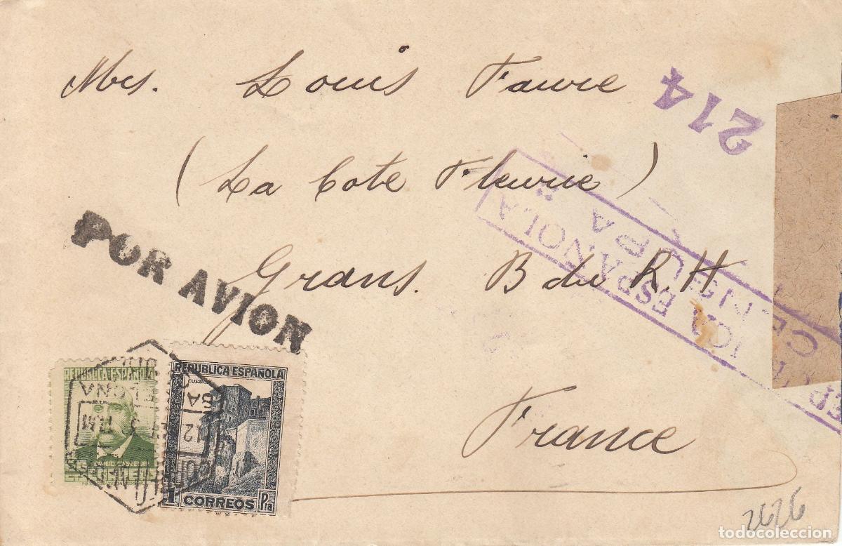 Sellos: CRCAR183 SOBRE DE BARCELONA A GRANS (FRANCIA) CON SELLO 672 Y 673. FECHADOR OCTOGONAL 12-04-38.