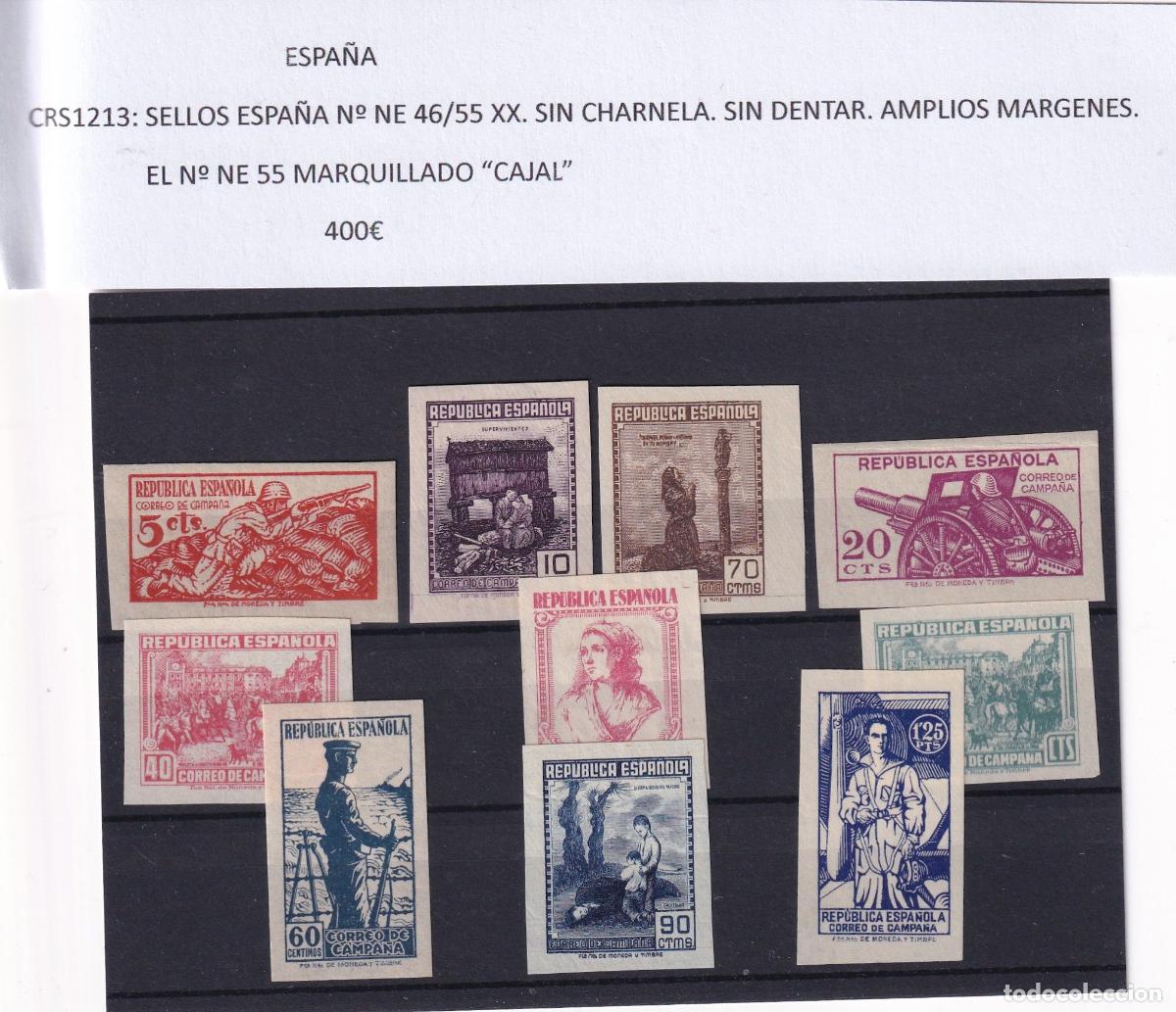 Sellos: CRS1213 SELLOS ESPA&Ntilde;A N&ordm; NE 46/55 XX. SIN CHARNELA. SIN DENTAR. AMPLIOS MARGENES. EL N&ordm; NE 55