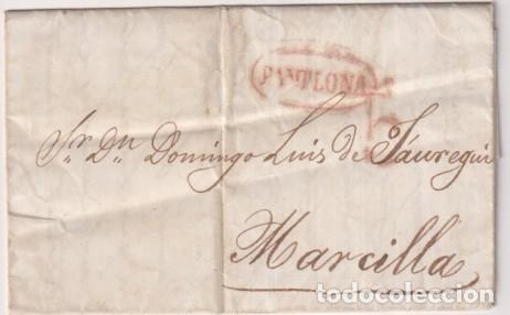 Sellos: Carta de pamplona a marcilla del 10 Abr. 1840. Con Marca 33R. (violeta)