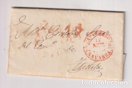 Sellos: Carta de Caparroso a Tudela del 15 Sep. 1845 Con Baeza 7R.. porteo 1 R. y Fechador de Llegada, Baeza