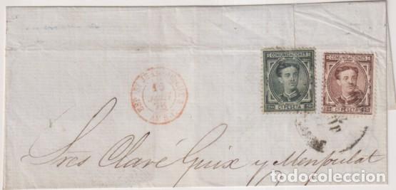 Sellos: Envoltura de Sevilla a Lion. del 13 Jun. 1876. Franqueado con Edifil 176 y 177, Fechador de Paso Mad
