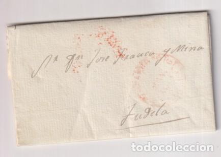 Sellos: Carta de marcilla a Tudela del 23 May. 1954. Con Baeza Rojo sin identificar. y Baeza rojo, Fechador