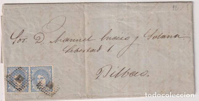 Sellos: Carta de Munilla a Bilbao del 10 de Enero de 1872. Franqueado con pareja Edifil 107 con matasello ro