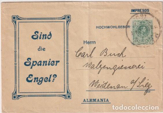 Sellos: Carta con Membrete (Sind die Spanier Engel?-Son los Espa&ntilde;oles &Aacute;ngeles?) Franqueado con Edifil 258 y